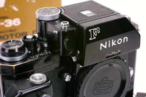 NIKON F BLACK PHOTOMIC WITH F36 MOTOR DRIVE AND BATTERY PACK